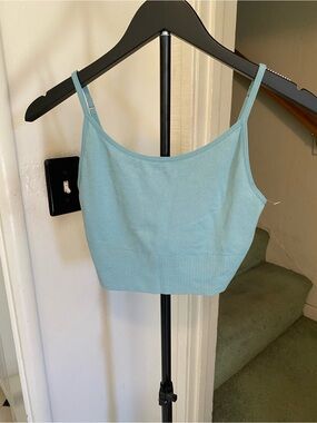 NWT Old Navy Light Blue Ribbed Crop Cami/Tank, Size large